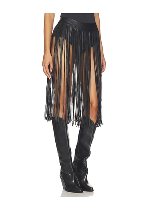 Kim Shui Short With Side Fringe in Black. Size S. Also in M, L.