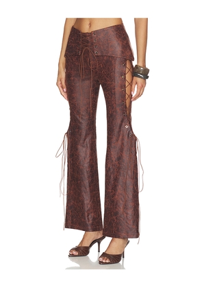 Kim Shui Lace Up Pant in Brown. Size XS. Also in S, M, L.