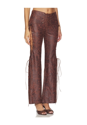 Kim Shui Lace Up Pant in Brown. Size XS. Also in S, M.