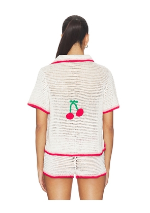 Leslie Amon Ruby Crochet Shirt in White. Size XS. Also in L, M, S, XL.
