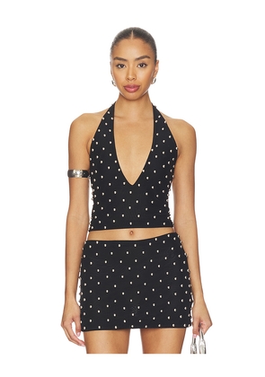 Leslie Amon Cabochon Halter Top in Black. Size XS. Also in S, M, XL.