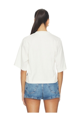 Palm Angels Curved Logo Boxy Tee in White. Size XS. Also in M, S.