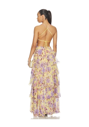 PatBO Peony Butterfly Maxi Dress in Yellow. Size 0. Also in 4, 10.