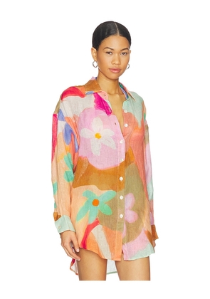 vitamin A Playa Boyfriend Shirt in Peach,Coral. Size S. Also in M.