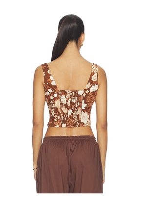 Verandah Square Neck Crop Blouse in Chocolate. Size XS. Also in S, M, L, XL.