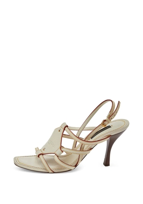 Louis Vuitton Pre-Owned 95mm contrast-stitch heeled sandals - White