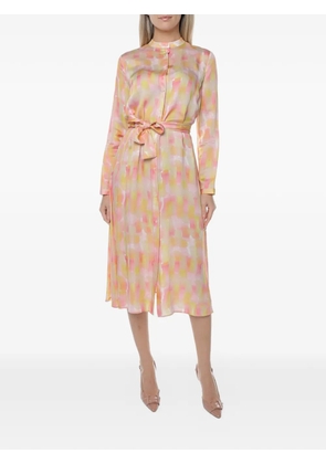 Armani Exchange abstract-print belted midi dress - Pink
