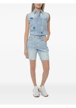 One Teaspoon Jackson star-patchwork denim playsuit - Blue