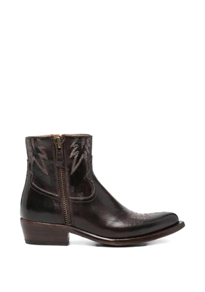 ERALDO embroidered leather ankle boots - Brown