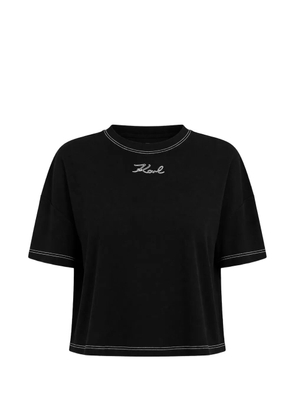 Karl Lagerfeld contrast-stitch logo-embroidered T-shirt - Black