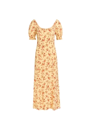 Reformation Gloria floral-print puff-sleeve midi dress - Yellow