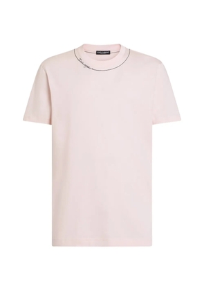 Dolce & Gabbana cotton T-shirt with DG embroidery - Pink