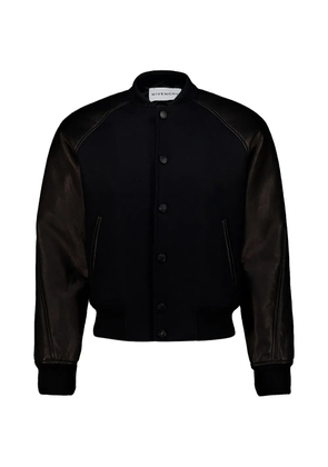 Givenchy leather-sleeved wool bomber jacket - Black