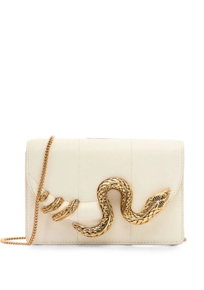 Roberto Cavalli snake-motif mini bag - White