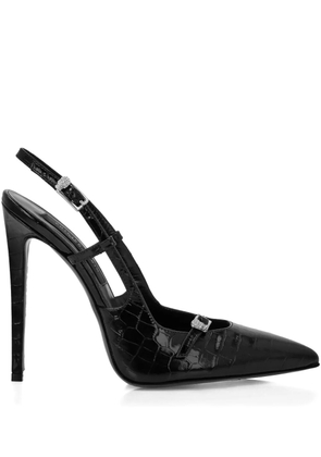 Philipp Plein 120mm crocodile-effect slingback pumps - Black