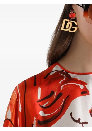 Dolce & Gabbana clip earrings with logo - Gold