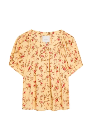 Reformation Calia floral-print pleated blouse - Yellow