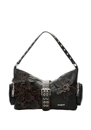 Desigual medium floral-appliqué eyelet-embellished tote bag - Black