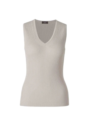 Peserico ribbed-knit V-neck top - Neutrals