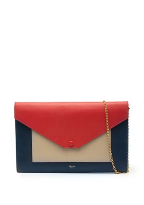 Celine Pre-Owned 2015 Large Tricolor Leather Pocket Envelope Flap on Chain crossbody bag - Blue