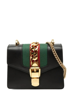 Gucci Pre-Owned 2016-2026 Mini Leather Web Sylvie Chain crossbody bag - Black
