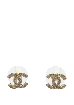 CHANEL Pre-Owned 2016 CC Brass Strass Push Back Earrings costume earrings - Gold