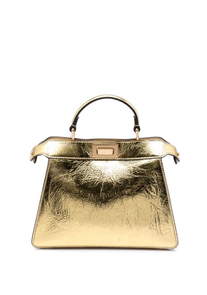 Fendi Pre-Owned 2000-2010 Small Metallic Leather Peekaboo ISeeU satchel - Gold
