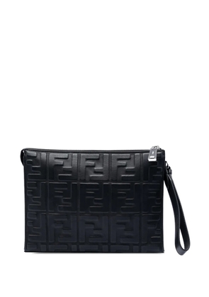 Fendi Pre-Owned 2010-2026 Zucca Embossed Leather Wristlet clutch bag - Black