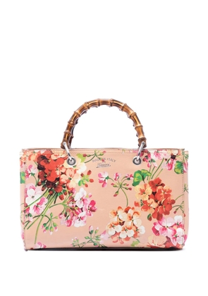 Gucci Pre-Owned 2016-2026 Medium Calfskin Blooms Bamboo Shopper satchel - Pink