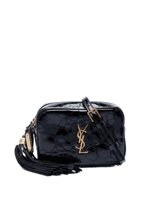 Saint Laurent Pre-Owned 2018 Croc Embossed Patent Lou belt bag - Black
