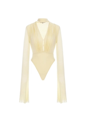 MANURÍ Suki pleated-panel bodysuit - Yellow