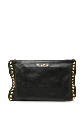 Miu Miu Pre-Owned 2010-2026 Studded Leather Zip clutch bag - Black