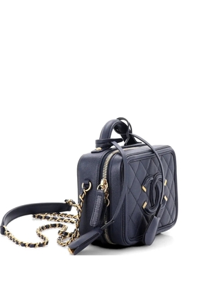 CHANEL Pre-Owned Filigree Vanity Case Quilted Caviar Small satchel - Blue