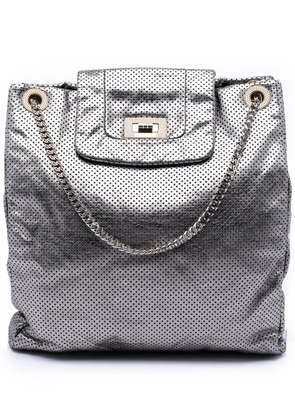 CHANEL Pre-Owned 2008-2009 Perforated Crackled Metallic Calfskin Drill tote bag - Silver