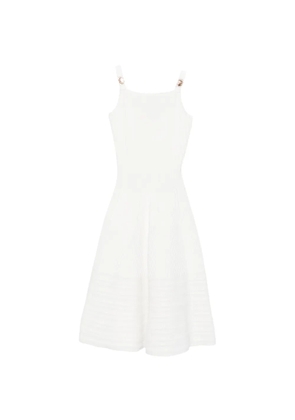 Maje ribbed-knit buckled-strap midi dress - White