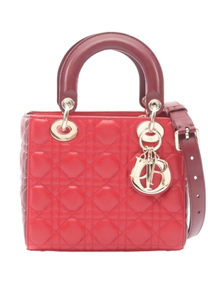 Christian Dior Pre-Owned 2010-2026 Small Bicolor Lambskin Cannage Lady Dior satchel - Red