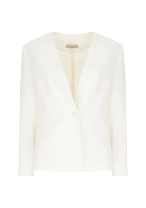 Antonelli single-button collarless jacket - White
