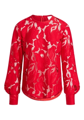 Patou balloon-sleeve lace top - Red