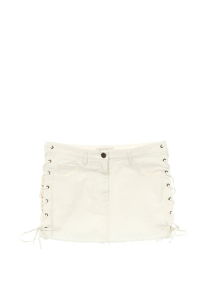 Miu Miu Pre-Owned 2000s lace-up denim mini skirt - Neutrals