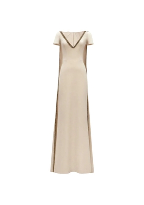 Gemy Maalouf beaded-trim cape-detail dress - Neutrals