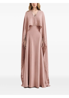 Gemy Maalouf embroidered-cape V-neck dress - Pink