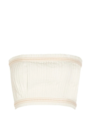 Emporio Sirenuse pleated embroidered-trim top - White