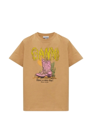 GANNI graphic-print T-shirt - Neutrals