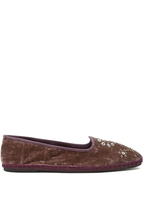 MALIPARMI embroidered velvet ballet flats - Brown