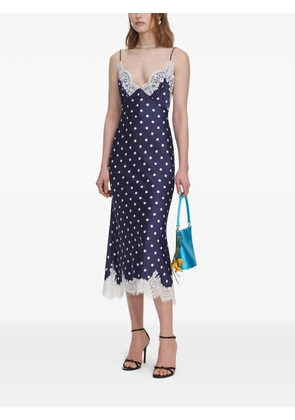 Self-Portrait polka-dot lace-trim midi dress - Blue