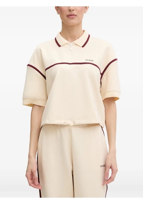 GUESS USA piped drawstring-hem polo top - Neutrals