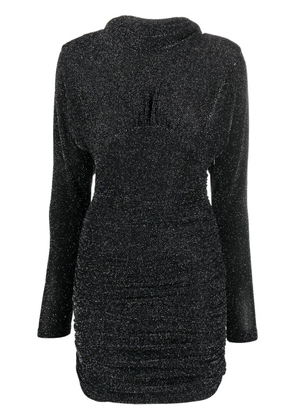 Saint Laurent glittery draped-back mini dress - Black