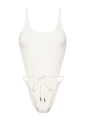 Saint Laurent tied open-side swimsuit - Neutrals