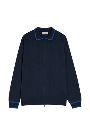 John Smedley Albie contrast-trim zip-up cardigan - Blue