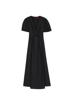 HUGO knot-detail puff-sleeve maxi dress - Black